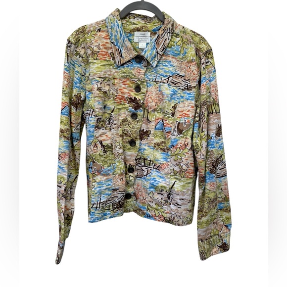 Christopher & Banks Jackets & Blazers - Christopher & Banks Watercolor Landscape Scene Jacket size Large